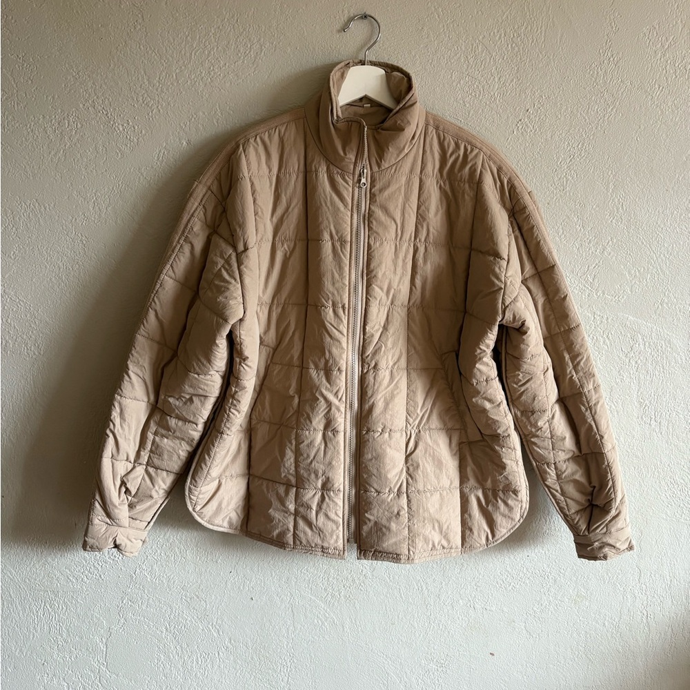 Quilted Oversized Lightweight Zip Puffer Jacket with Pockets